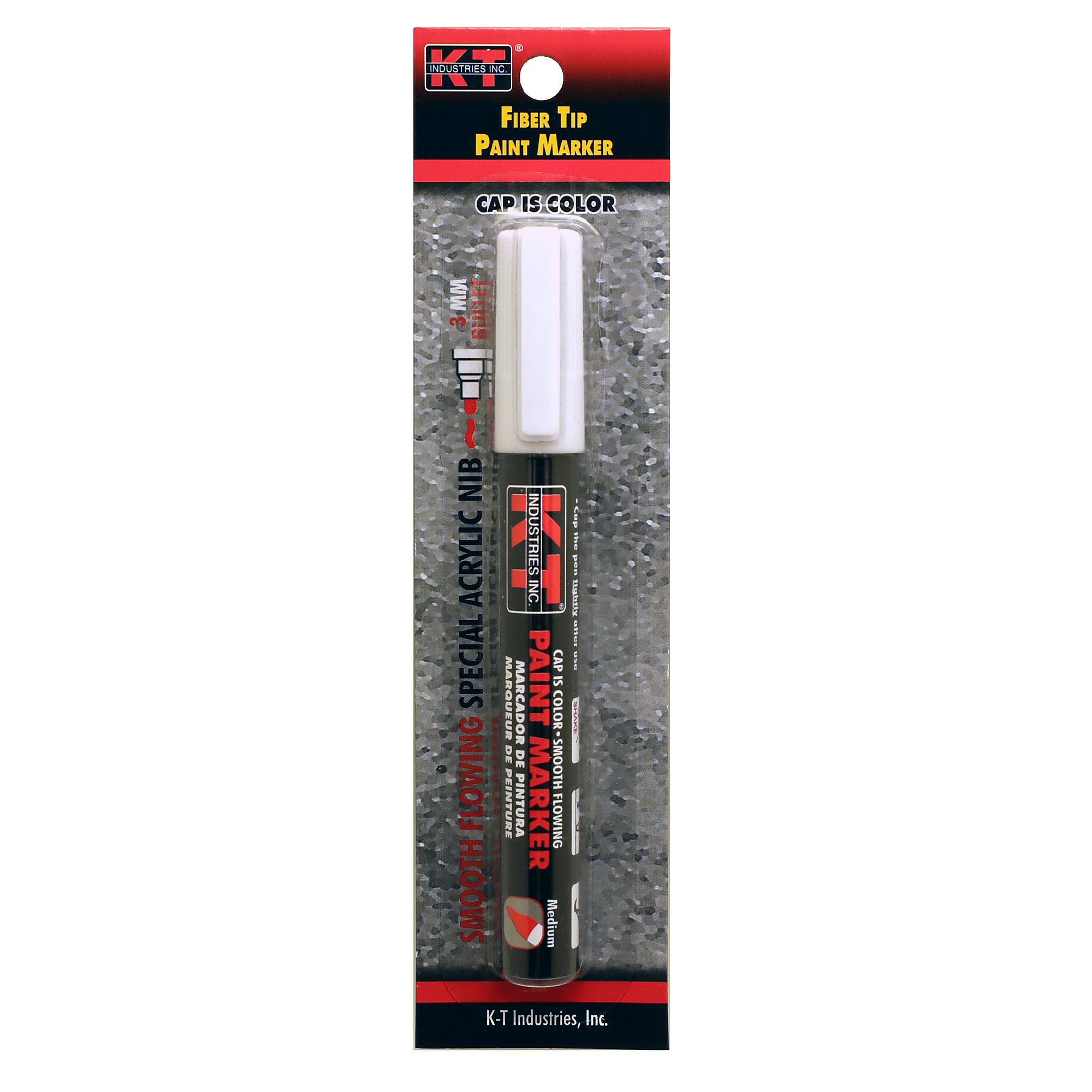 K-T Industries Liquid Paint Marker — White, Aluminum Body, Industrial Grade Fiber Nib, Model# 5-0046